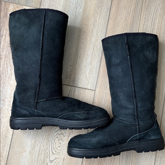UGG Ultra Tall Black Braid Detail Boots Size 10 - Picture 9 of 14